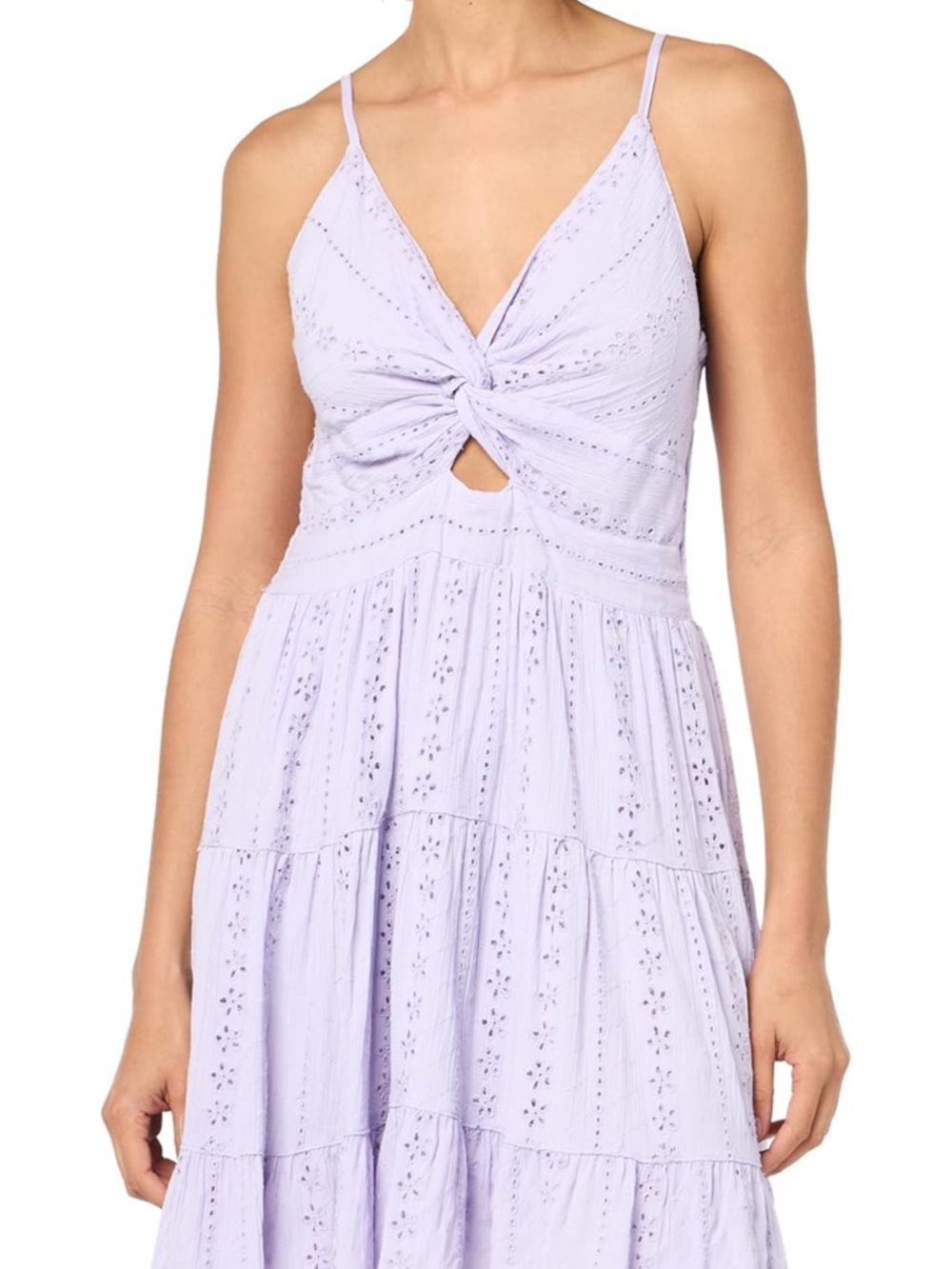 Angie Lavender Eyelet Knot-Front Sundress